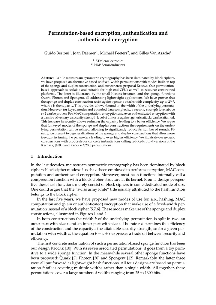 permutation based encryption authentication and