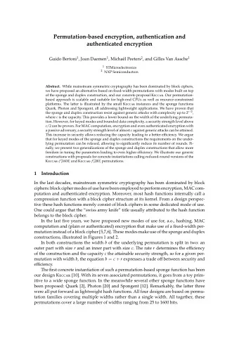Permutation-based encryption, authentication and  authenticated encryption Guido Bertoni 1 , Joan