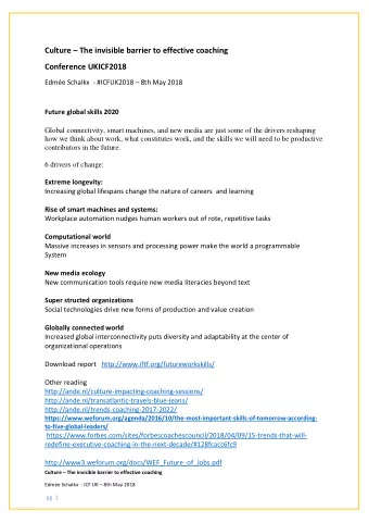 Culture  The invisible barrier to effective coaching  Conference UKICF2018 Edme Schalkx  -