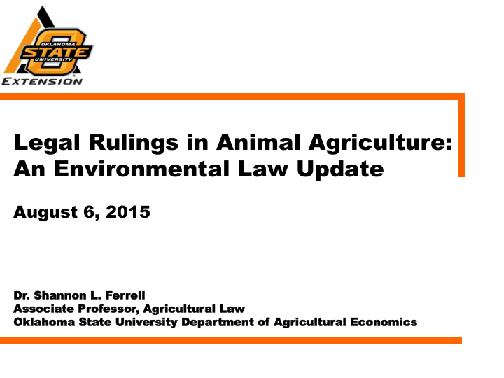 legal rulings in animal agriculture an environmental law