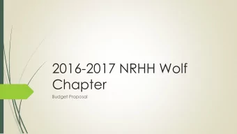 2016-2017 NRHH Wolf  Chapter  Budget Proposal  Fall 2016  Intended expenses  Projected