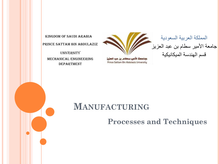 m anufacturing processes and techniques o utline theory