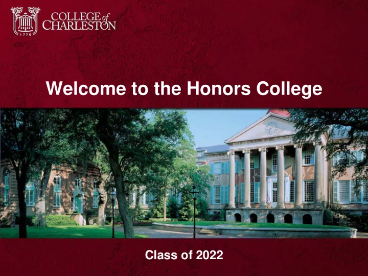 welcome to the honors college