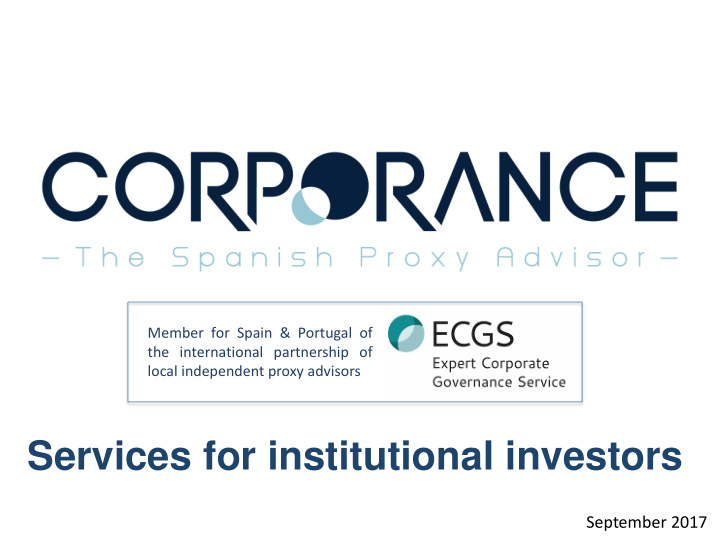 services for institutional investors