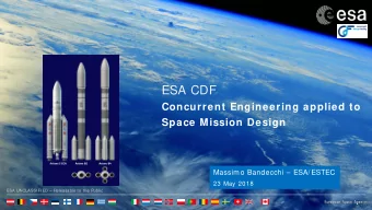 ESA CDF  Concurrent Engineering applied to Space Mission Design  Massimo Bandecchi  ESA/ ESTEC