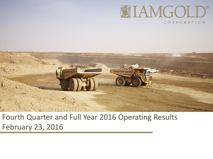 fourth quarter and full year 2016 operating results
