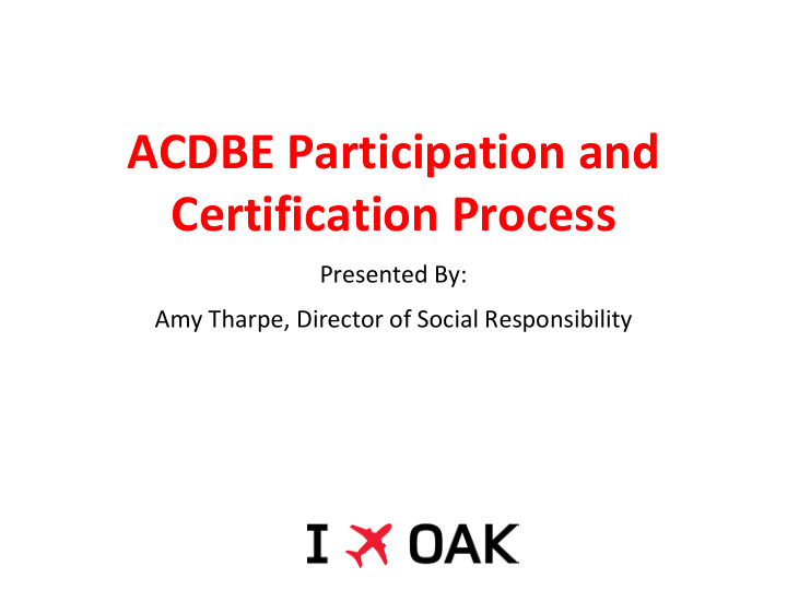 acdbe participation and certification process