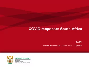 COVID response: South Africa  CABRI Presenter: Mark Blecher  CD   | National Treasury  |  9 April