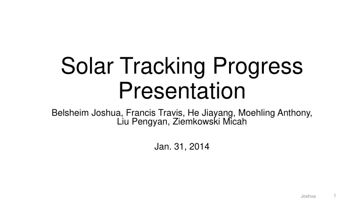 solar tracking progress presentation