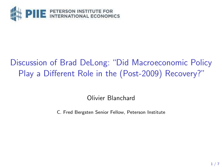 discussion of brad delong did macroeconomic policy play a