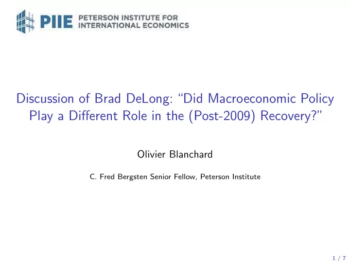 discussion of brad delong did macroeconomic policy play a