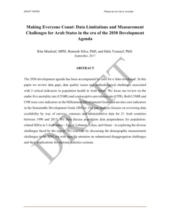 Making Everyone Count: Data Limitations and Measurement  Challenges for Arab States in the era of