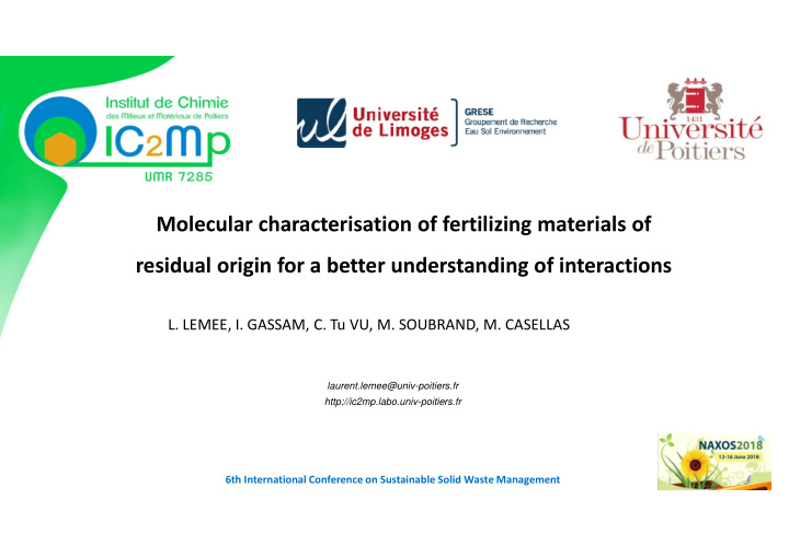 molecular characterisation of fertilizing materials of
