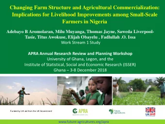 Changing Farm Structure and Agricultural Commercialization:  Implications for Livelihood