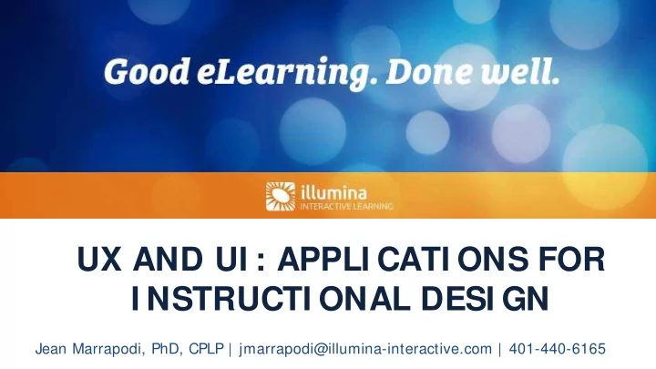 ux and ui appli cati ons for i nstructi onal desi gn