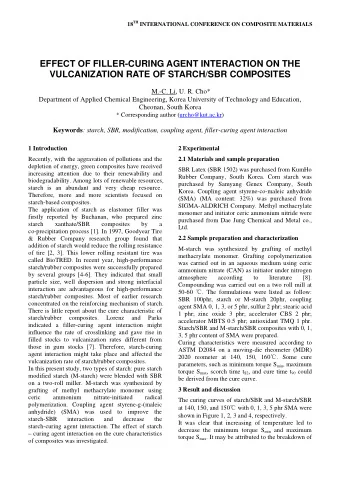 EFFECT OF FILLER-CURING AGENT INTERACTION ON THE  VULCANIZATION RATE OF STARCH/SBR COMPOSITES