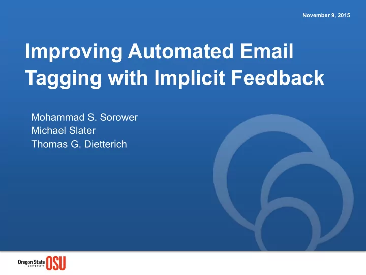 improving automated email tagging with implicit feedback