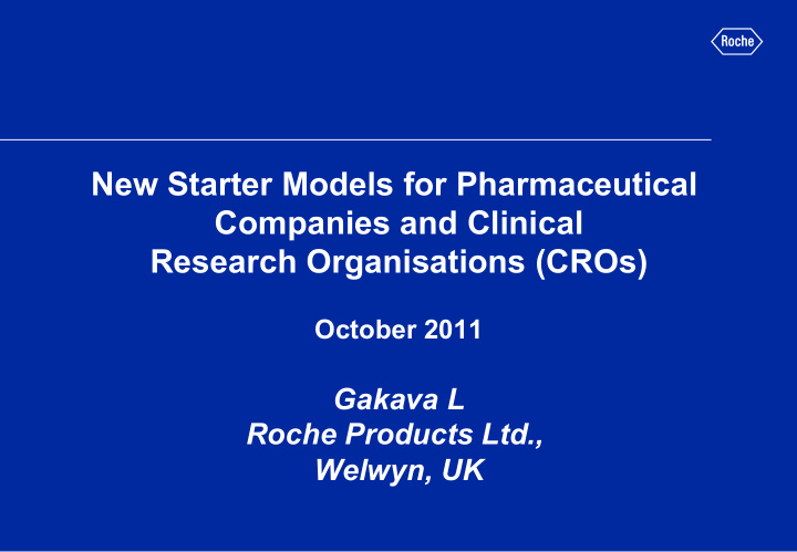 new starter models for pharmaceutical companies and
