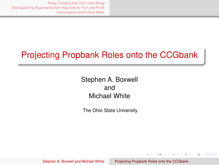 projecting propbank roles onto the ccgbank