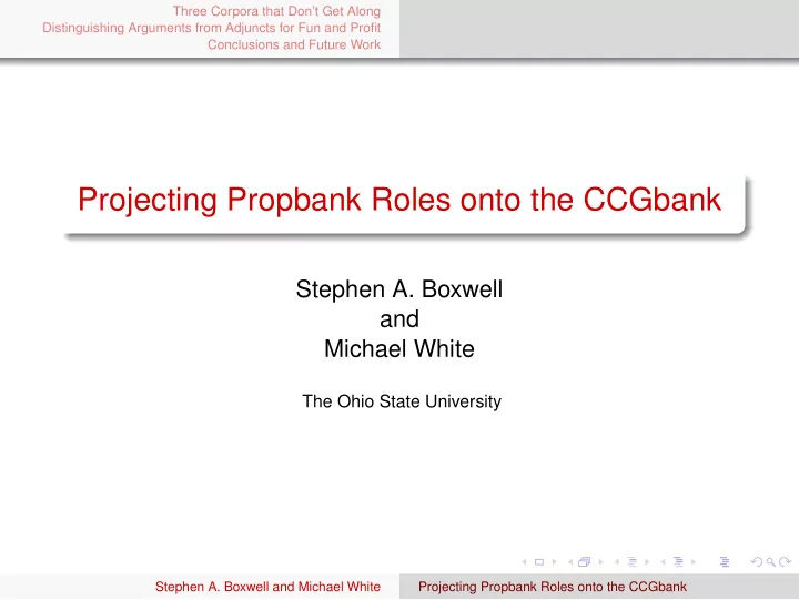 projecting propbank roles onto the ccgbank