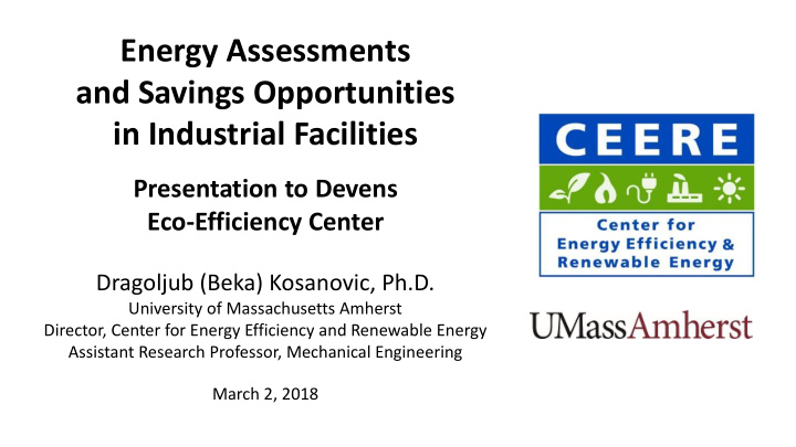 energy assessments and savings opportunities in