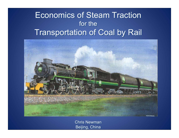 economics of steam traction economics of steam traction