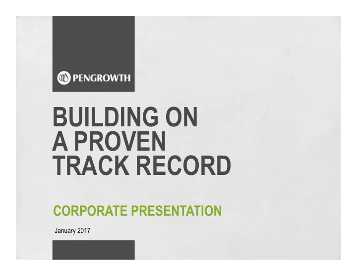 building on a proven track record