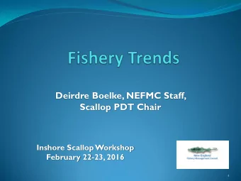 Deirdre Boelke, NEFMC Staff,  Scallop PDT Chair  Inshore Scallop Workshop  February 22-23, 2016  1