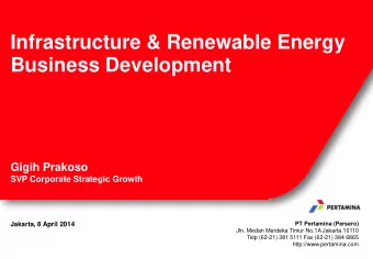 Infrastructure &amp; Renewable Energy  Business Development  Gigih Prakoso  SVP Corporate Strategic