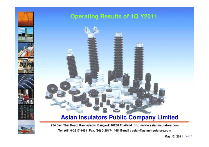 operating results of 1q y2011 asian insulators public