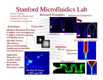 Stanford Microfluidics  Microfluidics Lab  Lab  Stanford  Juan G. Santiago  Research Examples: