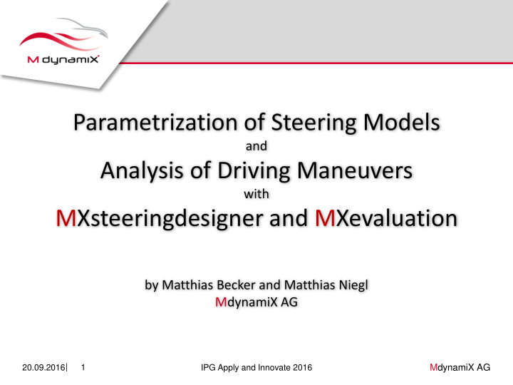 parametrization of steering models