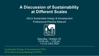 A Discussion of Sustainability  at Different Scales  ASLA Sustainable Design &amp; Development