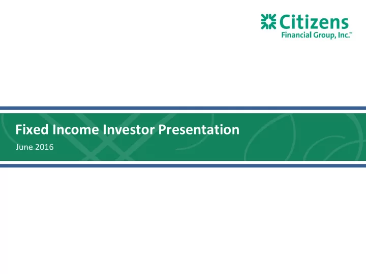 fixed income investor presentation
