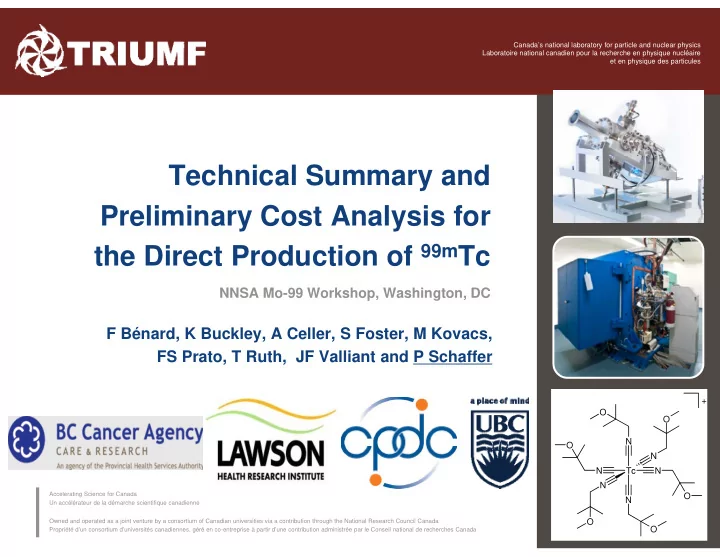 technical summary and preliminary cost analysis for the