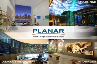 NASDAQ: PLNR  NASDAQ: PLNR CORPORATE PRESENTATION OCTOBER 2014  Important Cautions Regarding