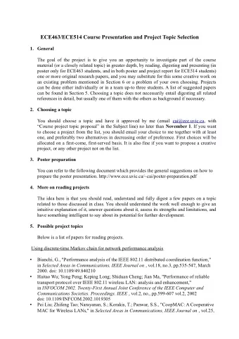 ECE463/ECE514 Course Presentation and Project Topic Selection  1. General  The goal of the project