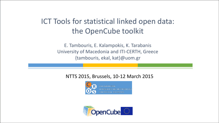 ict tools for statistical linked open data the opencube