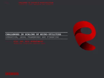 CHALLENGES IN SCALING OF MICRO-UTILITIES  OPERATION, LEGAL FRAMEWORKS AND FINANCING  ------