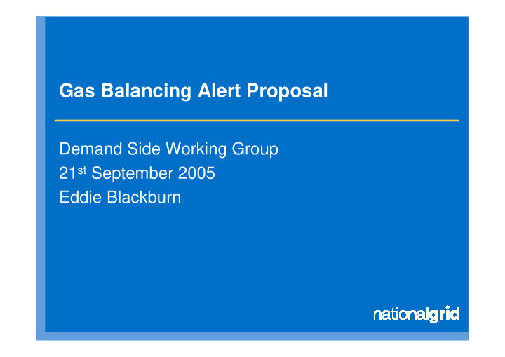 gas balancing alert proposal