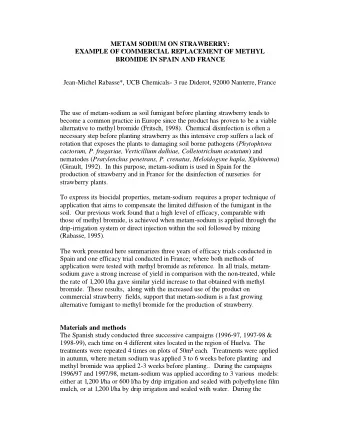 METAM SODIUM ON STRAWBERRY:  EXAMPLE OF COMMERCIAL REPLACEMENT OF METHYL  BROMIDE IN SPAIN AND