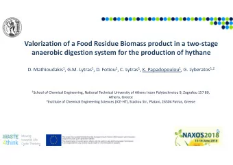 Valorization of a Food Residue Biomass product in a two  stage anaerobic digestion system for
