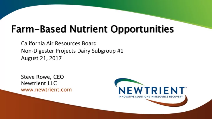 farm rm base based d nu nutri rien ent op oppo port rtun