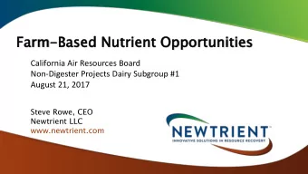 Farm  rm-Base  Based  d Nu  Nutri  rien  ent Op  Oppo  port  rtun  unit  itie  ies  California Air