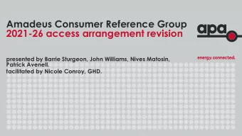 Amadeus Consumer Reference Group  2021-26 access arrangement revision  presented by Barrie