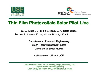 Thin Film Photovoltaic Solar Pilot Line  Thin Film Photovoltaic Solar Pilot Line  Thin Film