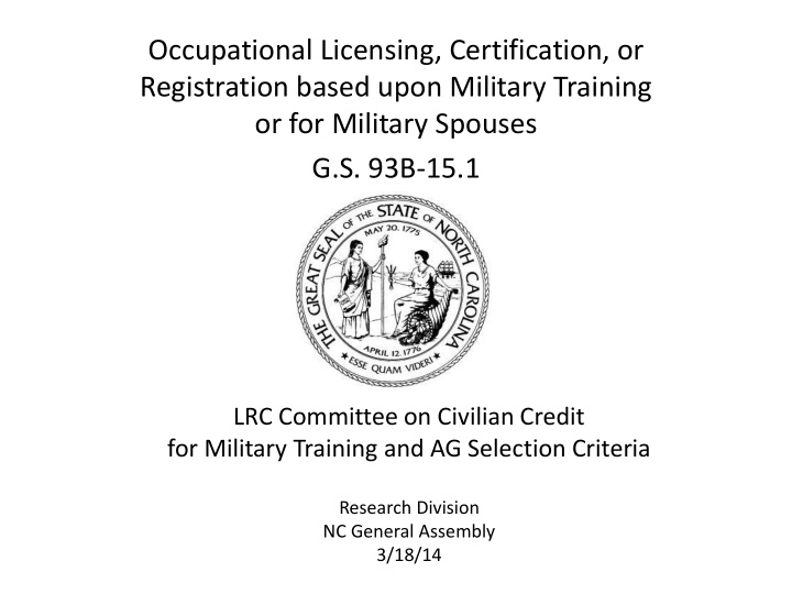 occupational licensing certification or registration