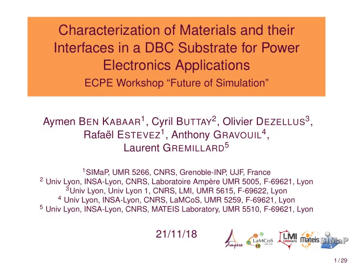 characterization of materials and their interfaces in a