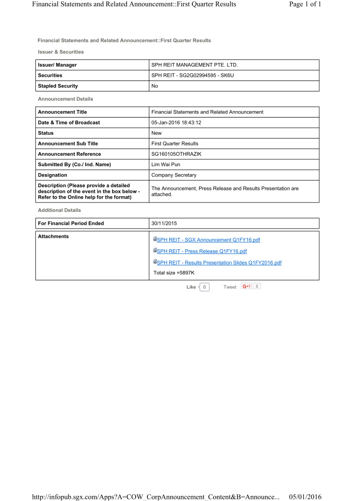 financial statements and related announcement first