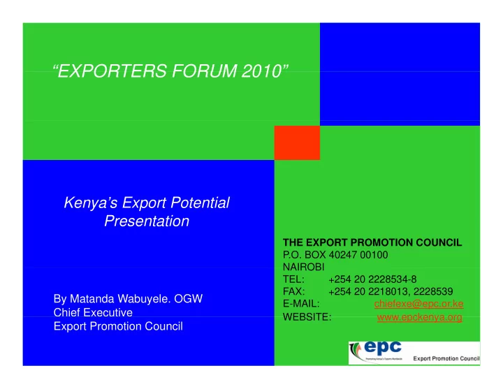 exporters forum 2010 exporters forum 2010